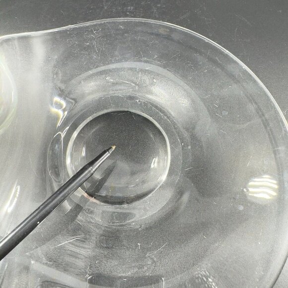 Mid Century Clear Glass Dish Plate Folded Edge Manganese 365nm Green UV Glow VTG - Picture 7 of 11